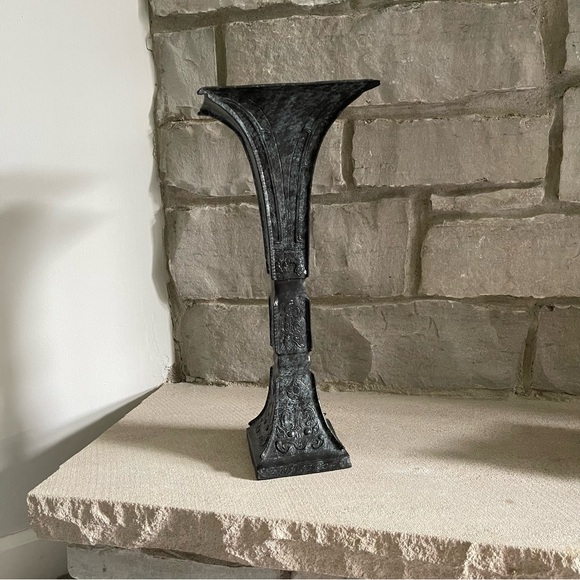 Metal Blue Black unique vase with snake, lizard and mask - Picture 6 of 7